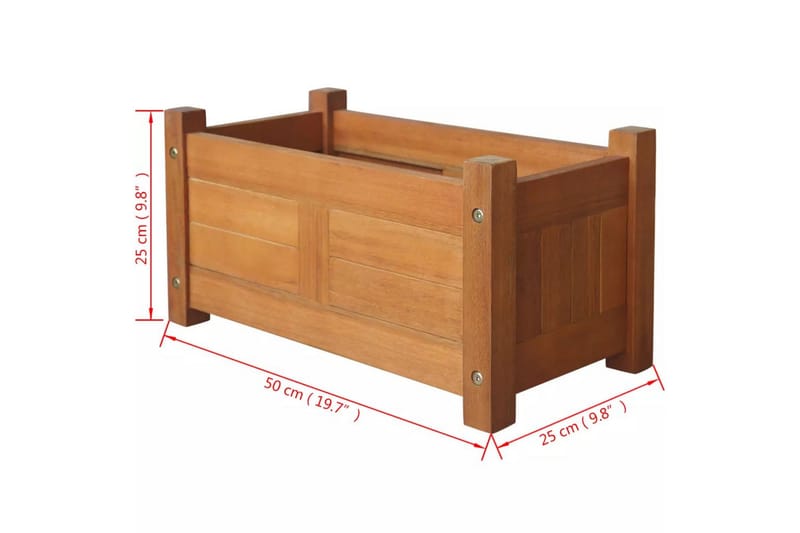 Puutarhan korotettu kukkalaatikko akaasiapuu 50x25x25 cm - Ruskea - Puutarhakalusteet - Tarvikkeet ulos - Muut puutarhatarvikkeet - Ruukut ulkokäyttöön