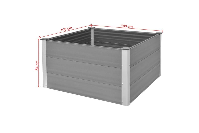 Puutarhan korotettu kukkalaatikko WPC 100x100x54 cm Harmaa - Harmaa - Puutarhakalusteet - Tarvikkeet ulos - Muut puutarhatarvikkeet - Ruukut ulkokäyttöön