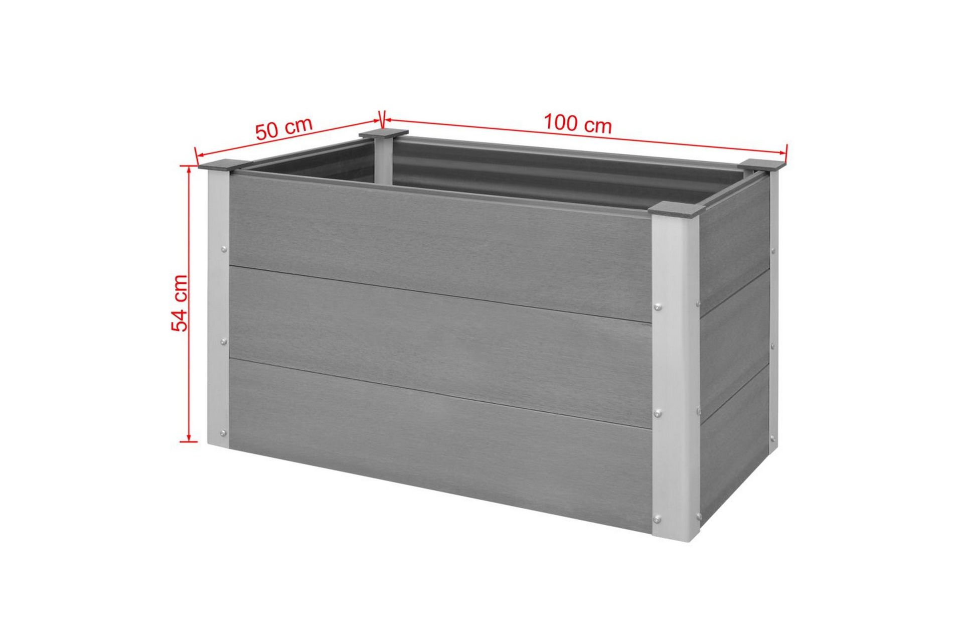 Puutarhan korotettu kukkalaatikko WPC 100x50x54 cm Harmaa - Harmaa - Puutarhakalusteet - Tarvikkeet ulos - Muut puutarhatarvikkeet - Ruukut ulkokäyttöön