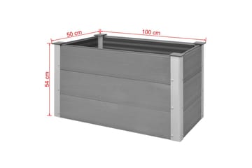Puutarhan korotettu kukkalaatikko WPC 100x50x54 cm Harmaa - Harmaa - Puutarhakalusteet - Tarvikkeet ulos - Muut puutarhatarvikkeet - Ruukut ulkokäyttöön