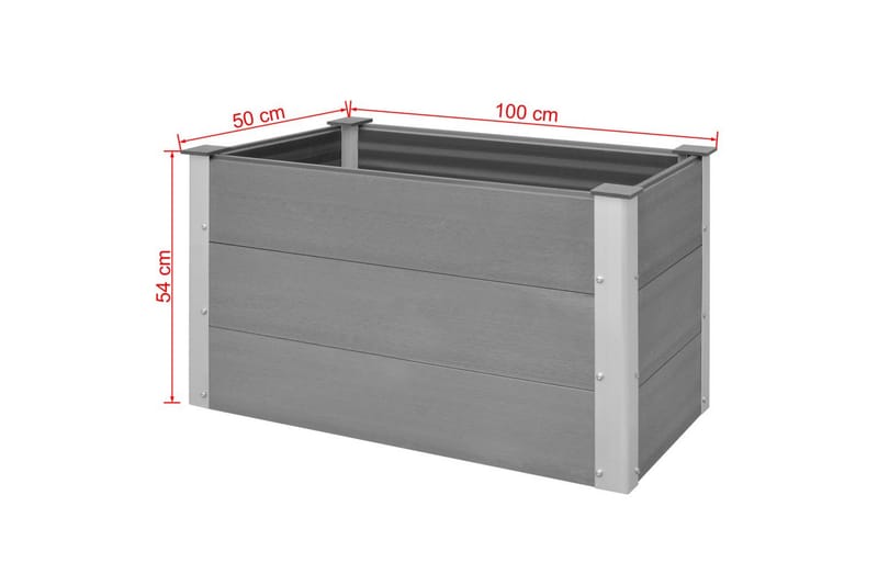 Puutarhan korotettu kukkalaatikko WPC 100x50x54 cm Harmaa - Harmaa - Puutarhakalusteet - Tarvikkeet ulos - Muut puutarhatarvikkeet - Ruukut ulkokäyttöön