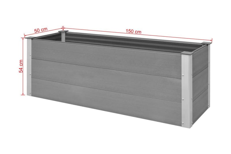Puutarhan korotettu kukkalaatikko WPC 150x50x54 cm harmaa - Harmaa - Puutarhakalusteet - Tarvikkeet ulos - Muut puutarhatarvikkeet - Ruukut ulkokäyttöön