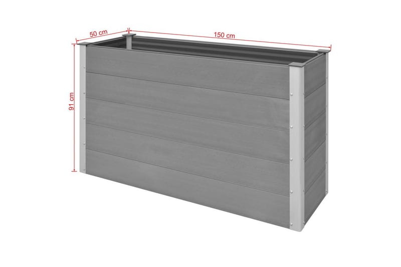 Puutarhan korotettu kukkalaatikko WPC 150x50x91 cm harmaa - Harmaa - Puutarhakalusteet - Tarvikkeet ulos - Muut puutarhatarvikkeet - Ruukut ulkokäyttöön