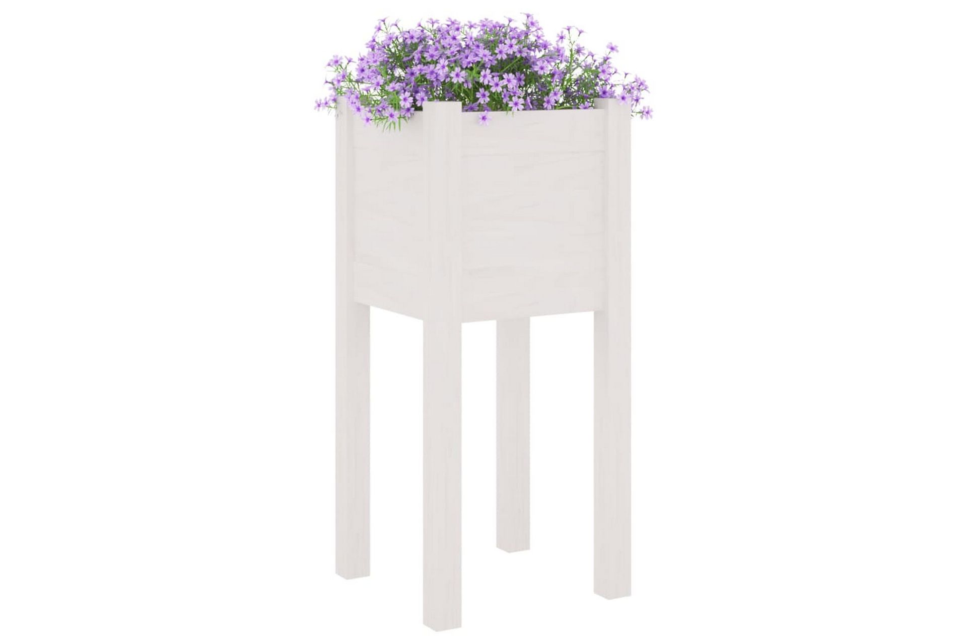 Puutarhan kukkalaatikko valkoinen 31x31x70 cm täysi mänty - Valkoinen - Puutarhakalusteet - Tarvikkeet ulos - Muut puutarhatarvikkeet - Ruukut ulkokäyttöön