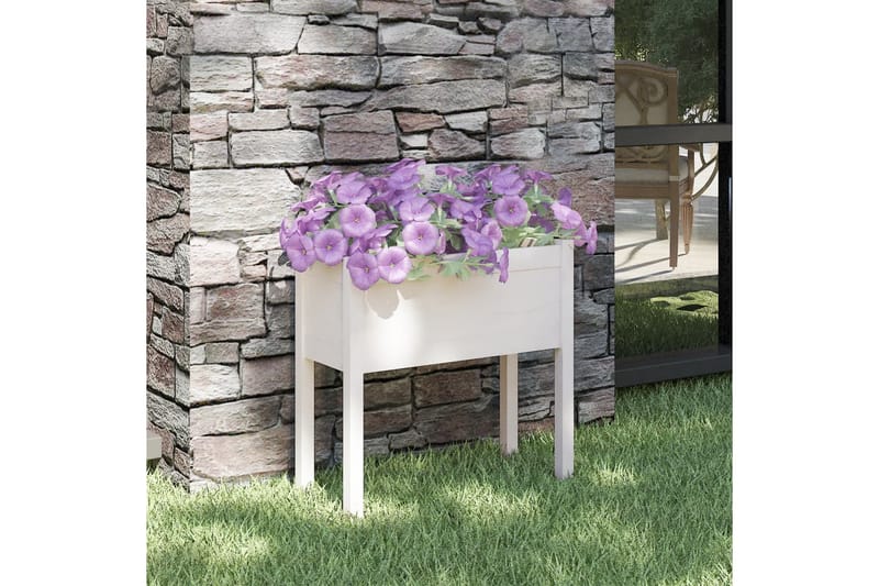 Puutarhan kukkalaatikko valkoinen 70x31x70cm täysi mänty - Valkoinen - Puutarhakalusteet - Tarvikkeet ulos - Muut puutarhatarvikkeet - Ruukut ulkokäyttöön