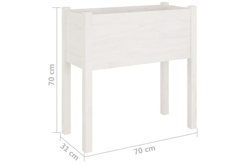 Puutarhan kukkalaatikko valkoinen 70x31x70cm täysi mänty - Valkoinen - Puutarhakalusteet - Tarvikkeet ulos - Muut puutarhatarvikkeet - Ruukut ulkokäyttöön