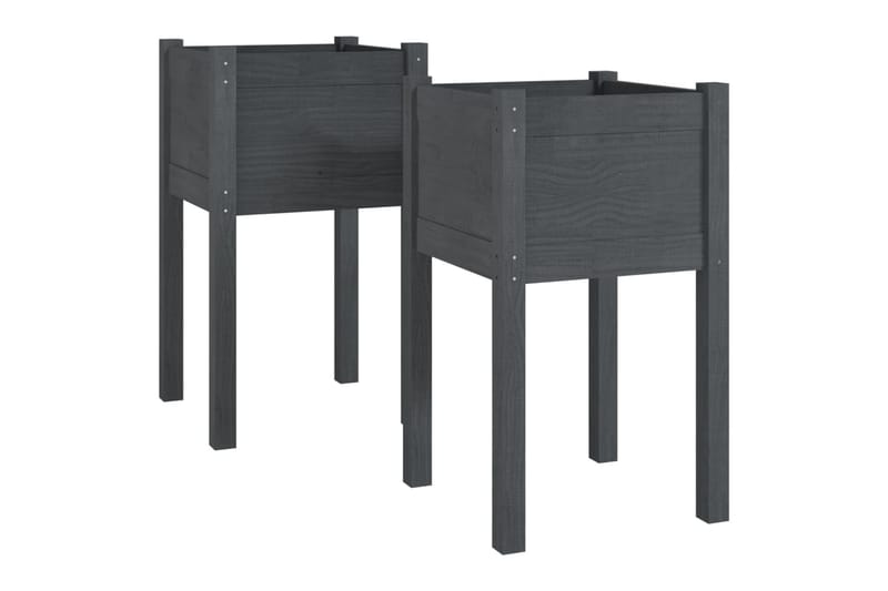 Puutarhan kukkalaatikot 2 kpl harmaa 40x40x70 cm täysi mänty - Harmaa - Puutarhakalusteet - Tarvikkeet ulos - Muut puutarhatarvikkeet - Ruukut ulkokäyttöön