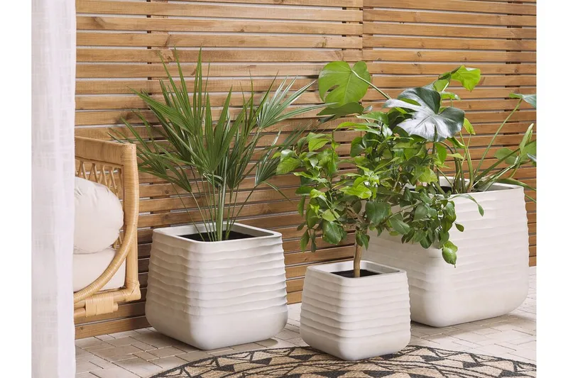 Ruukku 50 x 50 x 49 cm Valkoinen PARIKIA - Valkoinen - Puutarhakalusteet - Tarvikkeet ulos - Muut puutarhatarvikkeet - Ruukut ulkokäyttöön