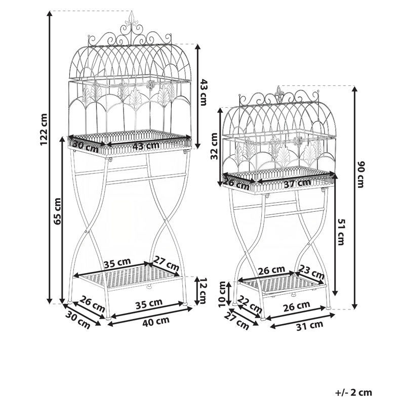 Setti 2 hyllyä ulos Sicily 43/37 cm 30/27 cm - Musta - Puutarhakalusteet - Tarvikkeet ulos - Muut puutarhatarvikkeet - Hylly ulkokäyttöön