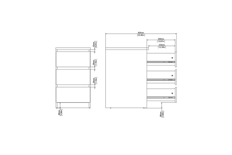 Salomns Lipasto 70,1 cm - Musta - Säilytys - Säilytyskalusteet - Lipasto