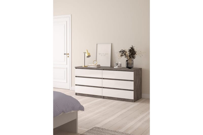 Salomns-lipasto 70,1 cm - Oksidibetoni/valkoinen korkeakiilto - Säilytys - Säilytyskalusteet - Lipasto