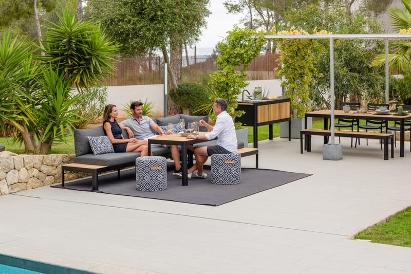 Portals Ulkomodulisohva 3-istuttava - Musta - Puutarhakalusteet - Terassiryhmät - Terassisohvat