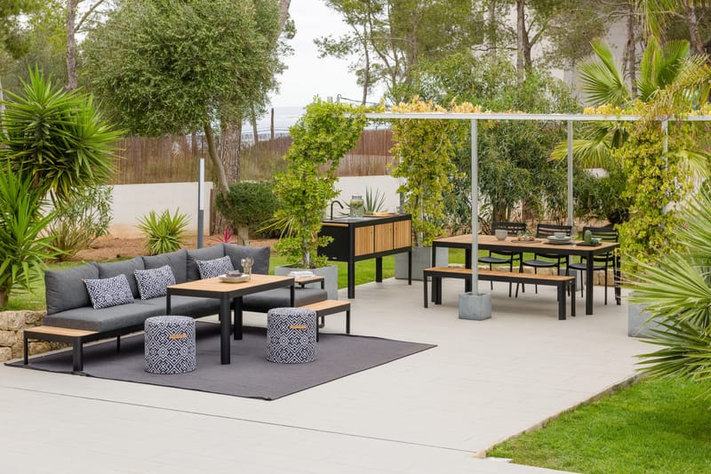 Portals Ulkomodulisohva 3-istuttava - Musta - Puutarhakalusteet - Terassiryhmät - Terassisohvat