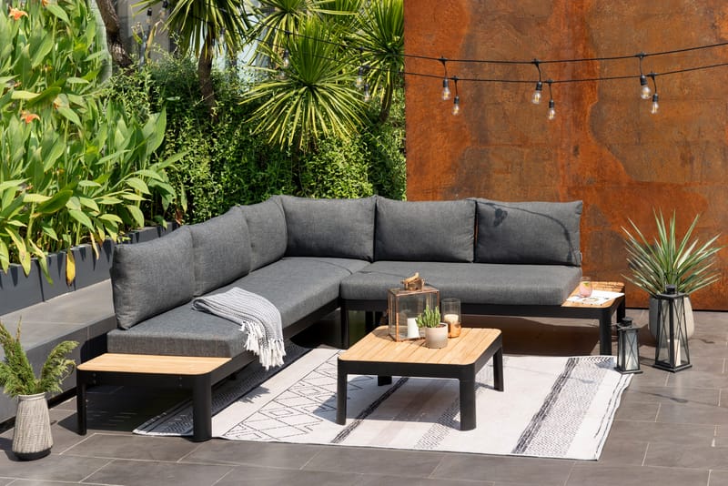 Portals Ulkomodulisohva 3-istuttava - Musta - Puutarhakalusteet - Terassiryhmät - Terassisohvat