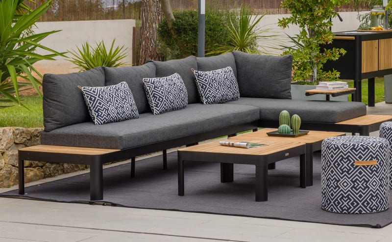 Portals Ulkomodulisohva 3-istuttava - Musta - Puutarhakalusteet - Terassiryhmät - Terassisohvat