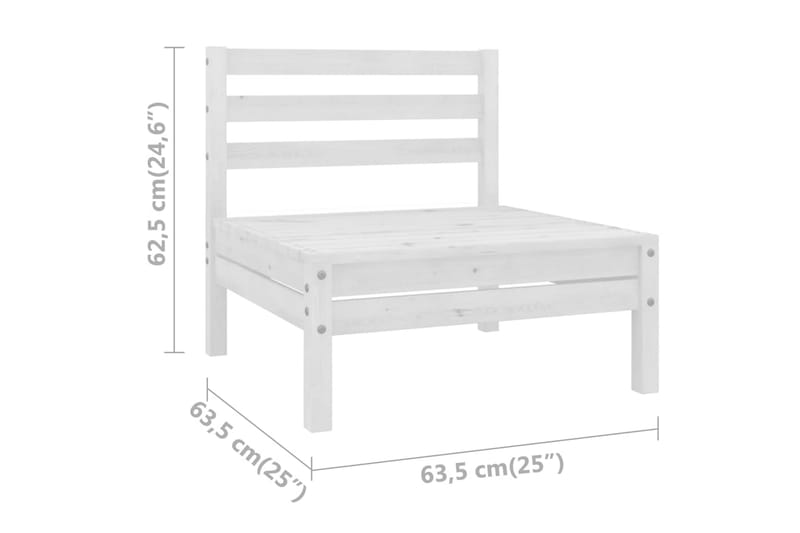 Puutarhan keskisohva valkoinen täysi mänty - Tee se itse-moduulit - Keskimoduuli ulkosohva