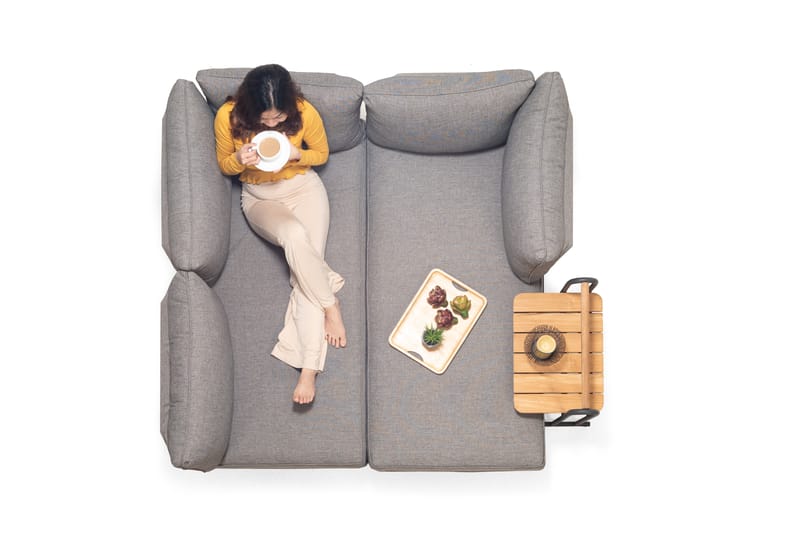 TOPAZ Ulko L-sohva 4-istuttava - Magnesiumharmaa - Puutarhakalusteet - Terassiryhmät - Terassisohvat