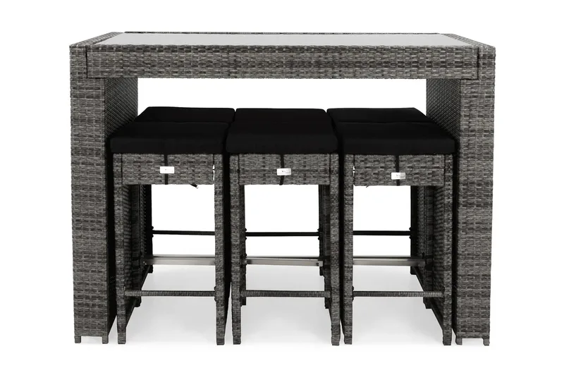 Baariryhmä Bahamas 6 baarituolilla - Harmaa - Puutarhakalusteet - Terassipöydät - Baaripöytä ulos