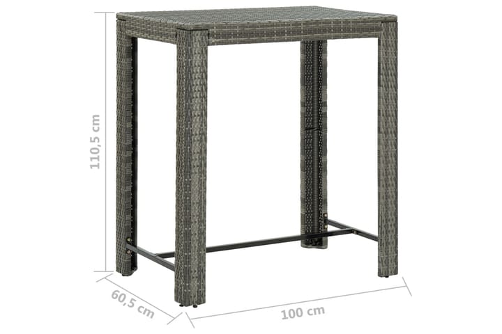 Puutarhan baaripöytä harmaa 100x60,5x110,5 cm polyrottinki - Harmaa - Baaripöytä ulos
