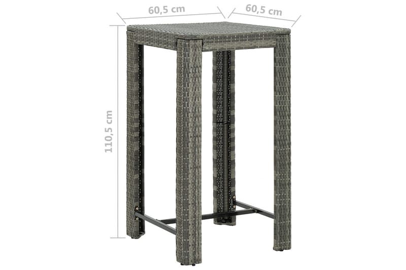 Puutarhan baaripöytä harmaa 60,5x60,5x110,5 cm polyrottinki - Harmaa - Puutarhakalusteet - Terassipöydät - Baaripöytä ulos