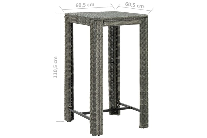 Puutarhan baaripöytä harmaa 60,5x60,5x110,5 cm polyrottinki - Harmaa - Baaripöytä ulos