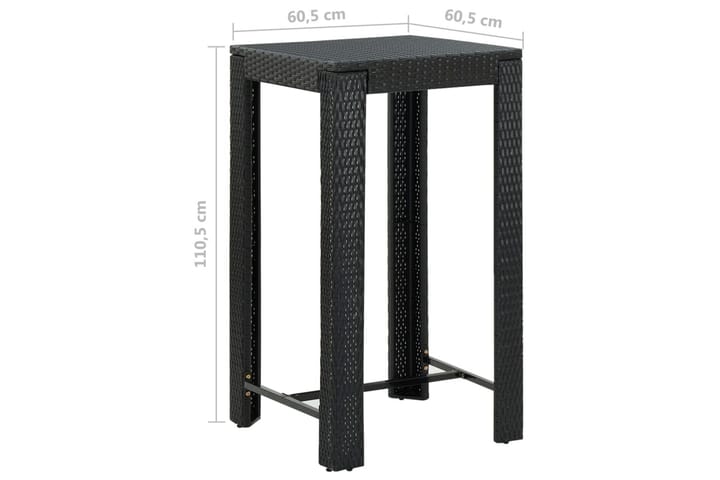 Puutarhan baaripöytä musta 60,5x60,5x110,5 cm polyrottinki - Musta - Baaripöytä ulos