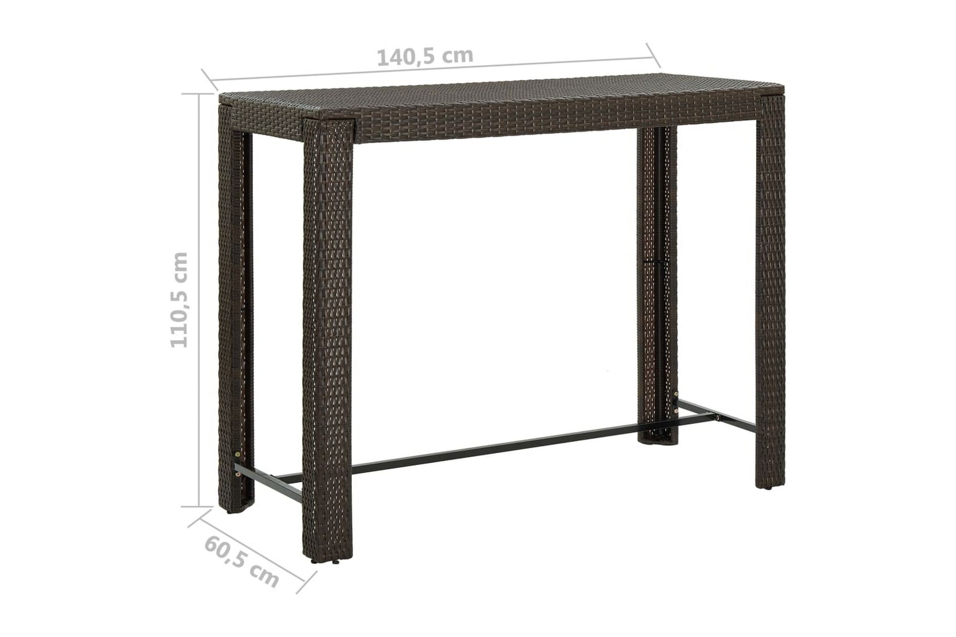 Puutarhan baaripöytä ruskea 140,5x60,5x110,5 cm polyrottinki - Ruskea - Puutarhakalusteet - Terassipöydät - Baaripöytä ulos