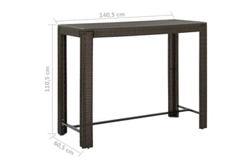 Puutarhan baaripöytä ruskea 140,5x60,5x110,5 cm polyrottinki - Ruskea - Puutarhakalusteet - Terassipöydät - Baaripöytä ulos