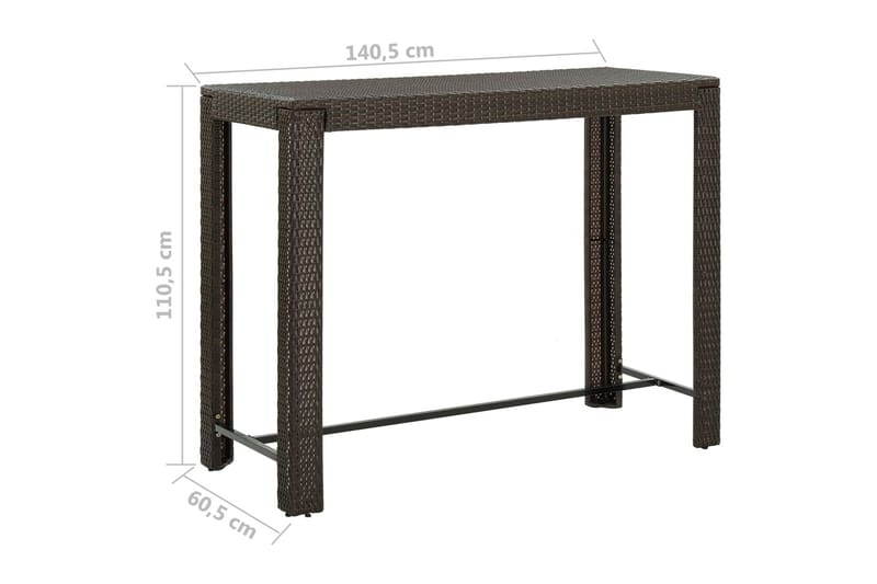 Puutarhan baaripöytä ruskea 140,5x60,5x110,5 cm polyrottinki - Ruskea - Puutarhakalusteet - Terassipöydät - Baaripöytä ulos