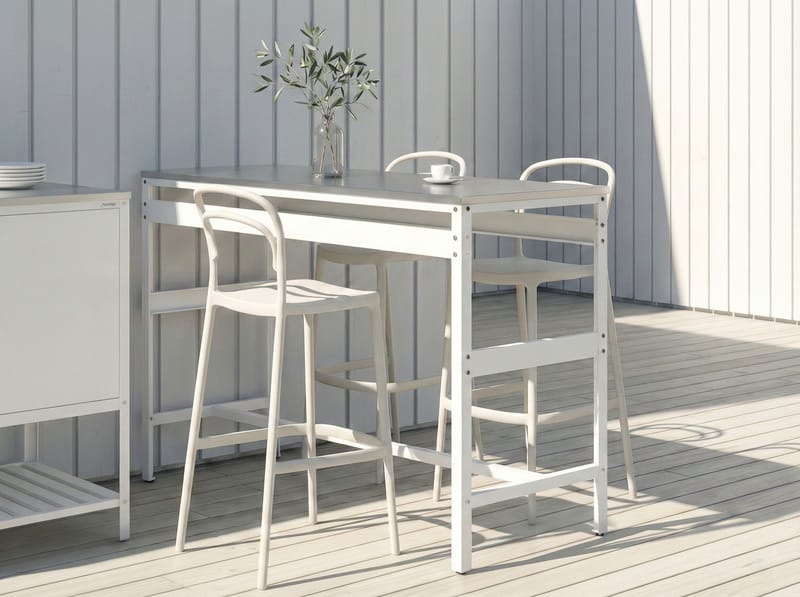 Baaripöytä ulkokäyttöön Maenza 120 cm - valkoinen/musta - Puutarhakalusteet - Terassipöydät - Baaripöytä ulos