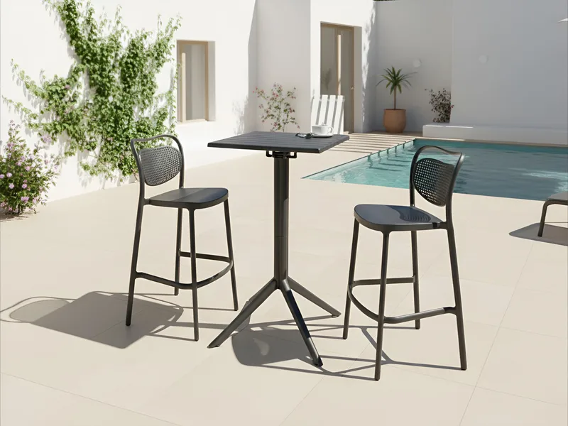 Baaripöytä ulos Lemnos 60 cm - musta - Puutarhakalusteet - Terassipöydät - Baaripöytä ulos