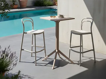 Baaripöytä ulos Lemnos 60x60 cm - beige - Puutarhakalusteet - Terassipöydät - Baaripöytä ulos