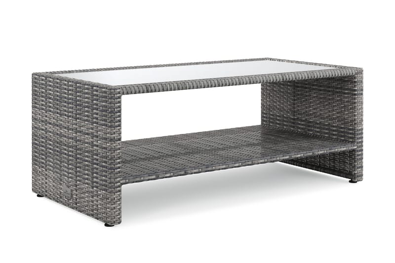 Bahamas Sohvapöytä Hyllyllä Ulkokäyttöön 113 cm Polyrottinkia, Harmaa