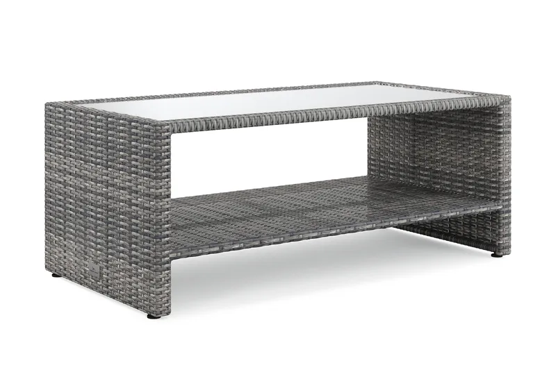 Bahamas Sohvapöytä Hyllyllä Ulkokäyttöön 113 cm Polyrottinkia, Harmaa