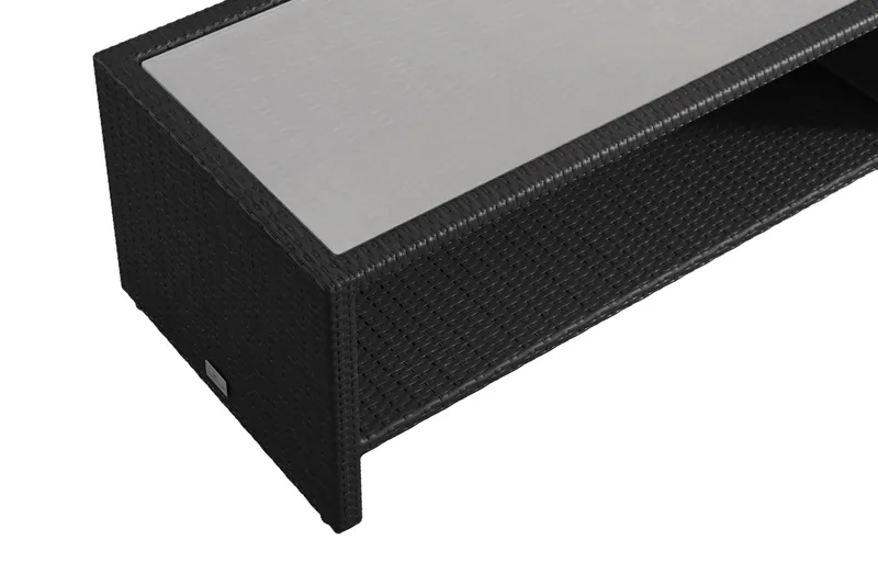 Bahamas Sohvapöytä Hyllyllä Ulkokäyttöön 113 cm Polyrottinkia - Musta - Puutarhakalusteet - Terassipöydät - Sohvapöytä ulos & loungepöytä