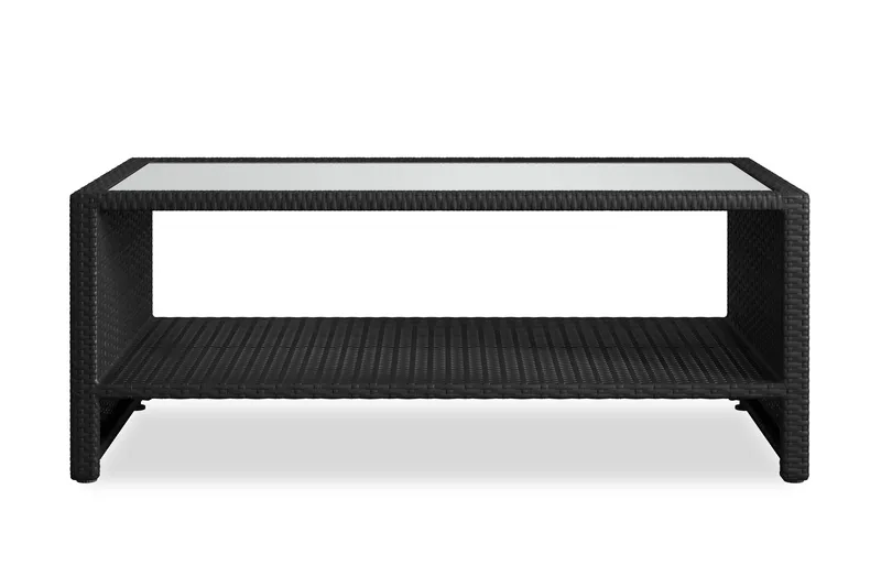 Bahamas Sohvapöytä Hyllyllä Ulkokäyttöön 113 cm Polyrottinkia - Musta - Puutarhakalusteet - Terassipöydät - Sohvapöytä ulos & loungepöytä