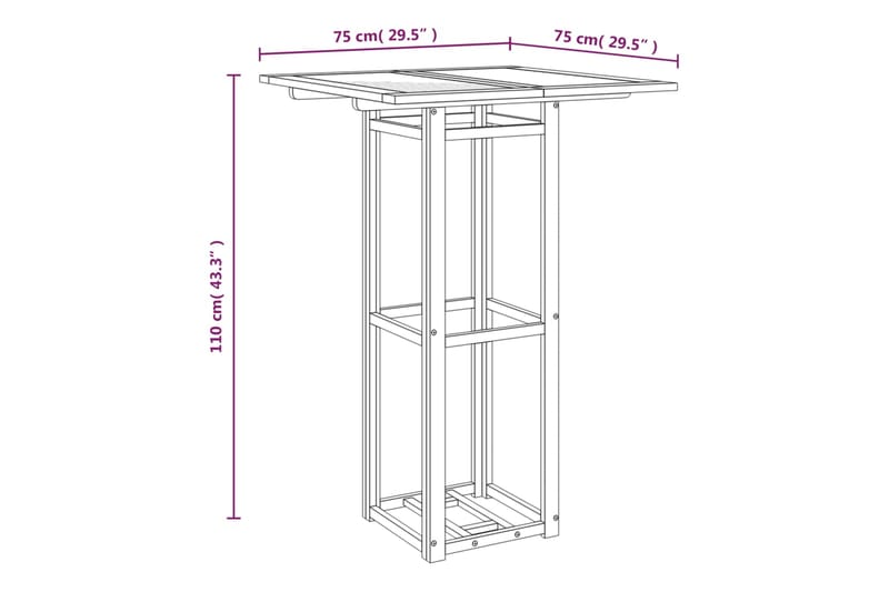 beBasic Bistropöytä 75x75x110 cm täysi akaasiapuu - Ruskea - Ruokapöytä terassille