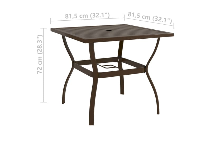 beBasic Puutarhapöytä ruskea 81,5x81,5x72 cm teräs - Ruskea - Puutarhakalusteet - Terassipöydät - Ruokapöytä terassille