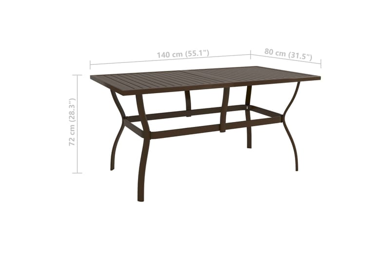 beBasic Puutarhapöytä ruskea 140x80x72 cm teräs - Ruskea - Puutarhakalusteet - Terassipöydät - Ruokapöytä terassille