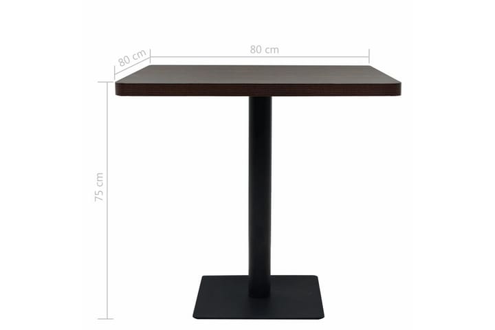 Bistropöytä MDF ja teräs neliö 80x80x75 cm tumma tuhka - Ruskea - Kahvilapöytä
