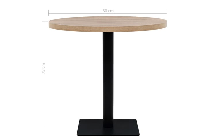 Bistropöytä MDF ja teräs pyöreä 80x75 cm tammenvärinen - Beige - Kahvilapöytä