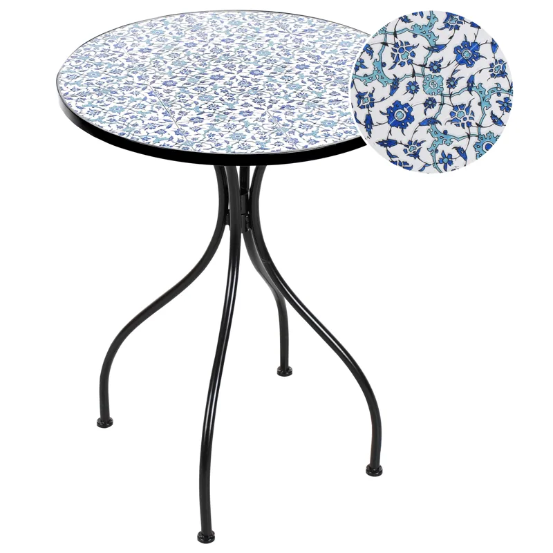 Bistropöytä ulos Chapeco 60 cm Rauta, Musta/sininen/valkoinen