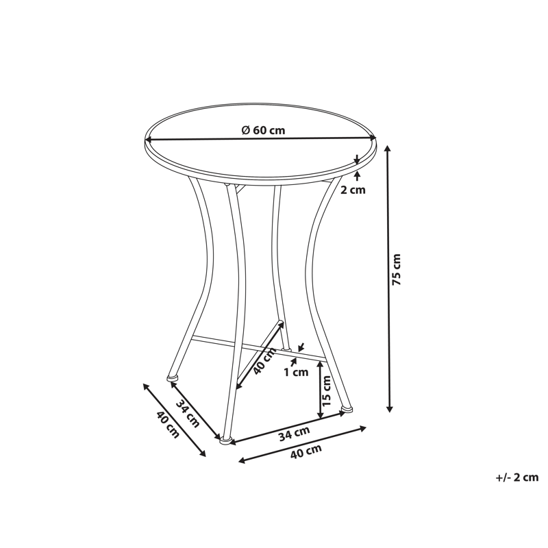 Bistropöytä ulos Comiso 60 cm Rauta - Musta/Valkoinen - Puutarhakalusteet - Terassipöydät - Kahvilapöytä