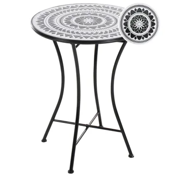 Bistropöytä ulos Comiso 60 cm Rauta - Musta/Valkoinen - Puutarhakalusteet - Terassipöydät - Kahvilapöytä