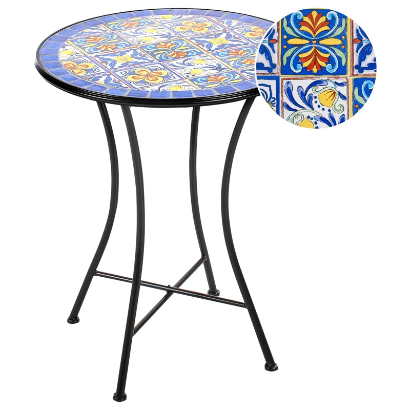 Bistropöytä ulos Coriano 60 cm Rauta, Musta/sininen