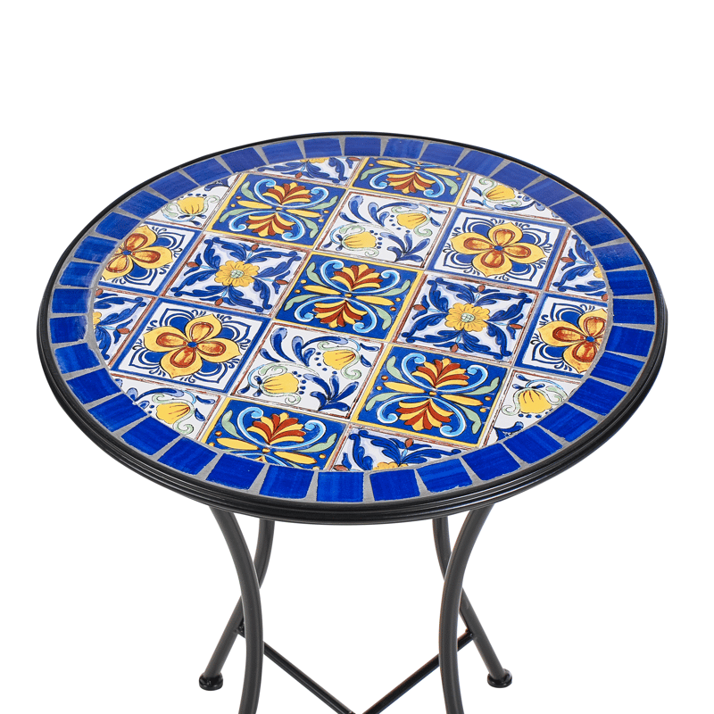 Bistropöytä ulos Coriano 60 cm Rauta - Musta/sininen - Puutarhakalusteet - Terassipöydät - Kahvilapöytä