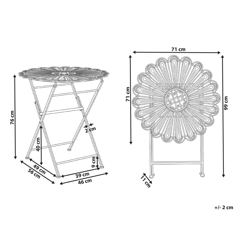 Bistropöytä ulos Pavia 71 cm Rauta - Valkoinen - Puutarhakalusteet - Terassipöydät - Kahvilapöytä