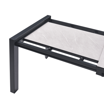 Jatkettava ruokapöytä ulos Binasco 160/220 cm - Beige/Musta - Puutarhakalusteet - Terassipöydät - Ruokapöytä terassille