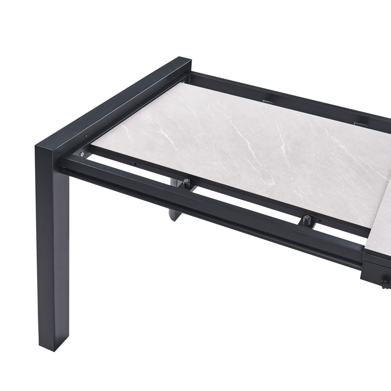 Jatkettava ruokapöytä ulos Binasco 160/220 cm - Beige/Musta - Puutarhakalusteet - Terassipöydät - Ruokapöytä terassille