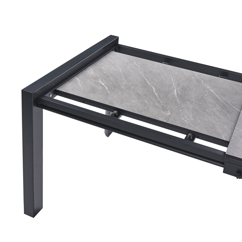 Jatkettava ruokapöytä ulos Binasco 90x160/220 cm - Harmaa/musta - Puutarhakalusteet - Terassipöydät - Ruokapöytä terassille